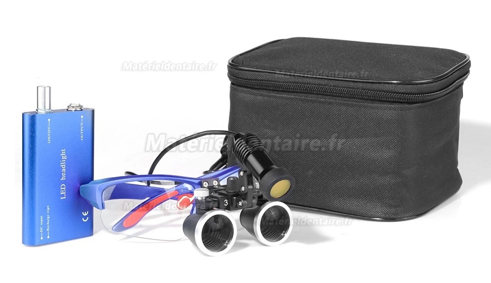 Loupes binoculaires dentaires 3,5X + Lampe frontale LED dentaire 5W avec filtre